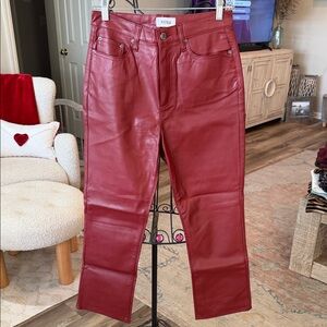 Pistola Women's Straight Leg Red Leather Jeans